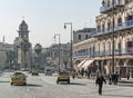 Old town street with clocktower in aleppo syria