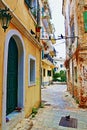Old town street Corfu Greece Royalty Free Stock Photo