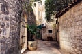 Old town street in Montenegro, Kotor city