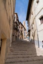 Old town street with steps Morella Spain