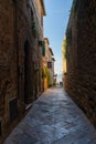 The old town and streets of the medieval period of Pienza, Italy.