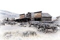 Cody, Wyoming, Old Wooden Wagons in a Ghost Town, United States Royalty Free Stock Photo