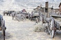 Old Wooden Wagons in a Ghost Town Cody, Wyoming, United States Royalty Free Stock Photo