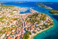 Old town of Tribunj and archipelago of central Dalmatia aerial view Royalty Free Stock Photo