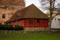 Old town view with beautiful colourful houses during an autumn day in Aarhus. Odense. Denmark Royalty Free Stock Photo