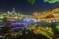 Old town Yuyuan district at night , Shanghai China