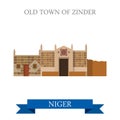 Old Town of Zinder in Niger Flat cartoon web vecto