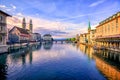 Old town of Zurich on sunrise, Switzerland Royalty Free Stock Photo