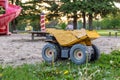 Old toy truck abandoned in the park playground Royalty Free Stock Photo