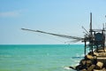 An old trabucco a typical construction for fishing. Abruzzo, Italy Royalty Free Stock Photo