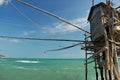 A old trabucco a typical construction for fishing. Abruzzo, Ital Royalty Free Stock Photo