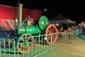 An old traction engine on display, photographed at night Royalty Free Stock Photo