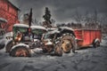 An old tractor in an abandoned farm Royalty Free Stock Photo