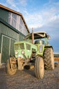 Old Tractor Barn Sunlight Blue Sky Agriculture Harvest Relax