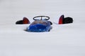 Old Tractor Buried in Deep Snow After Winter Storm Royalty Free Stock Photo