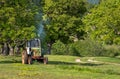 Old tractor on the grass.