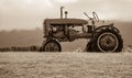 Old Tractor On The Hill Sepia Tone