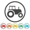 Old Tractor icons set Royalty Free Stock Photo