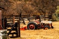 Old Tractor Parked outside a Corral In Winter In Arizona Royalty Free Stock Photo
