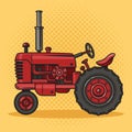 Old tractor pinup pop art raster illustration Royalty Free Stock Photo