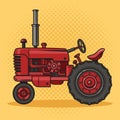 Old tractor pinup pop art vector illustration Royalty Free Stock Photo