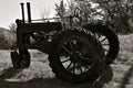Old tractor silhouette brings back past farm memories