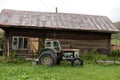 Old tractor T-40 in the village yard of the village Chineta Altai Krai