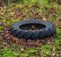 Old tractor wheel in a park.. Royalty Free Stock Photo