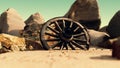 old tradition waggon wheel on the sand Royalty Free Stock Photo