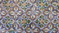 Old traditional arista tiles found in Seville, floral motifs forming out of four tiles, Andalusia, Spain