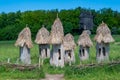 Old traditional beehive in open-air museum of folk architecture and folkways of Ukraine in Pyrohiv Pirogovo village near Kiev,