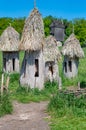 Old traditional beehive in open-air museum of folk architecture and folkways of Ukraine in Pyrohiv Pirogovo village near Kiev,