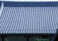 Old traditional blue tile roofing of japan architecture background