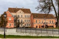 Old traditional colorful buildings in the Trinity Suburb Ã¢â¬â the oldest district in Upper City Minsk, Belarus.