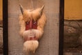 Old traditional devil folk mask in rural Transylvania Romania