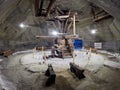 Old traditional extraction machine in a salt mine gallery in Turda,Romania Royalty Free Stock Photo