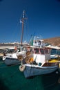 Greece, Cyclades, Amorgos island, fishing boat in Aegiali harbor