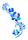 Old traditional gzel ornament. Decorative floral blue Illustration