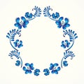 Old traditional gzel ornament. Decorative floral blue wreath. Royalty Free Stock Photo
