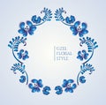 Old traditional gzel ornament. Decorative floral wreath