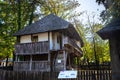 Old traditional house at the Dimitrie Gusti Village Museum, an open air museum in Bucharest, Romania Royalty Free Stock Photo