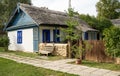 Old traditional house from Romania, made from wood an hay  and river stones Royalty Free Stock Photo