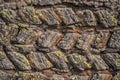 Old Traditional Icelandic turf construction made of clamped blocks with strips between the layers