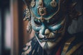 Old traditional Japanese evil face mask