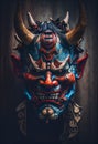 Old traditional Japanese evil face mask