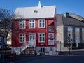 An old traditional red house in Reykjavik downtown, Iceland. Royalty Free Stock Photo