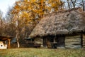 Old traditional romanian country house with straw roofing Royalty Free Stock Photo