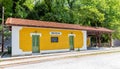 The old traditional train station in Milies village, Pelio, Greece Royalty Free Stock Photo