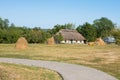 Old traditional Ukrainian house in the village of Subotov, Ukraine. Historical places of Ukraine. Travel across Ukraine