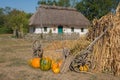 Old traditional Ukrainian house in the village of Subotov, Ukraine. Historical places of Ukraine. Travel across Ukraine